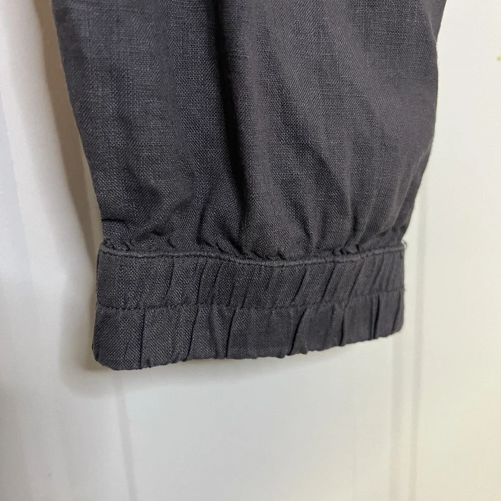 C&C California Women Pull-On‎ 100%Linen Cargo Jogger Pants sz XL Pewter Grey
